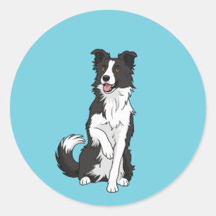 Illustraties van schattige Border Collie-hondstick Ronde Sticker