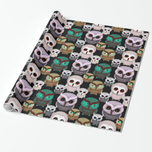 Illustraties van schattige uilenpatroon cadeaupapier