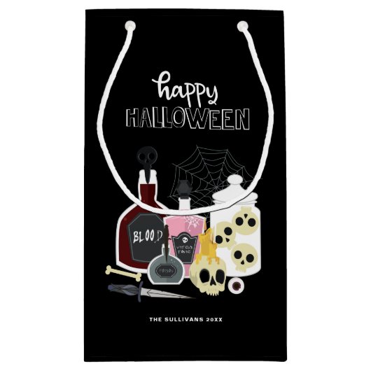 Illustraties van Skulls en Potions Happy Halloween Klein Cadeauzakje (Achterkant)