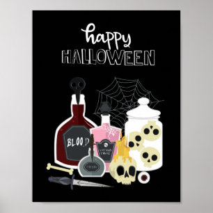 Illustraties van Skulls en Potions Happy Halloween Poster