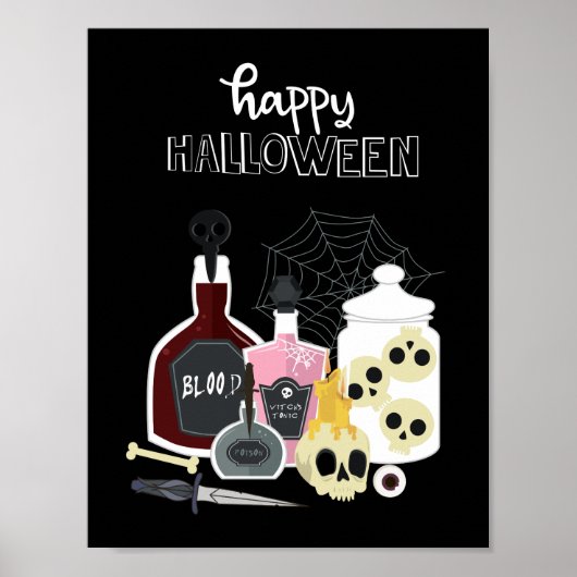 Illustraties van Skulls en Potions Happy Halloween Poster (Voorkant)