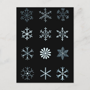 Illustraties van sneeuwvlokken (zwart) briefkaart
