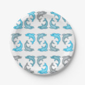 Illustraties van Summer Blue Gray Cute Dolphins Papieren Bordje (Voorkant)