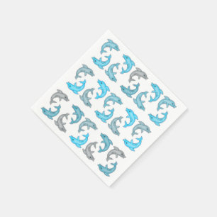 Illustraties van Summer Blue Gray Cute Dolphins Servetten