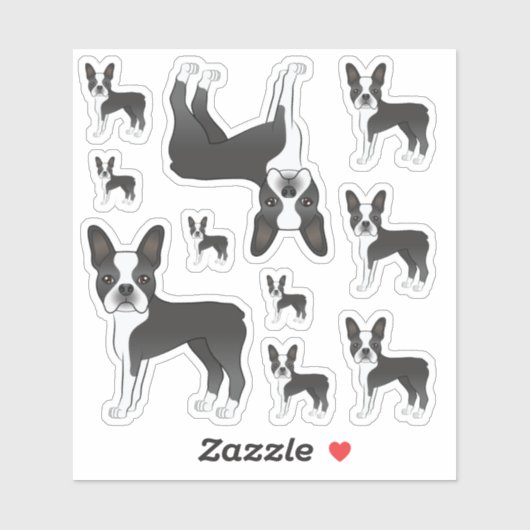 Illustraties van terrier Dog uit Black en White Bo Sticker (Vel)