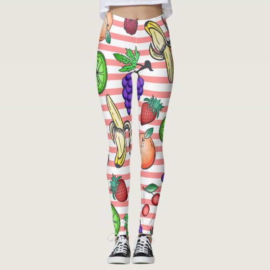 Illustraties van trillende-fruitcocktail op strips leggings (Voorkant)