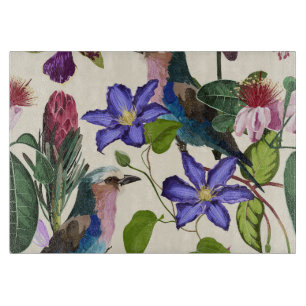 Illustraties van tropische bloemen, exotische voge snijplank