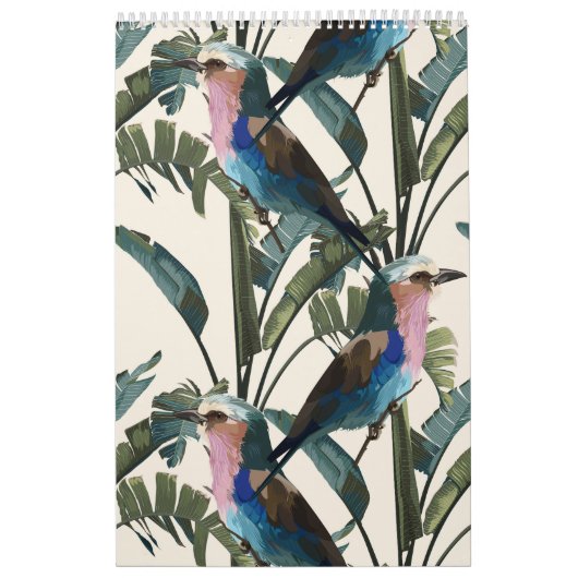 Illustraties van tropische bloemen, planten, vogel kalender (Hoes)