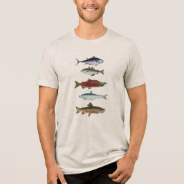 Illustraties van vissen uit het verleden Tri-Blend shirt