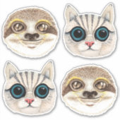 Illustraties van Waterverf met sleuf en kattengezi Sticker (Voorkant)
