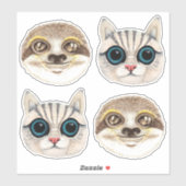 Illustraties van Waterverf met sleuf en kattengezi Sticker (Vel)
