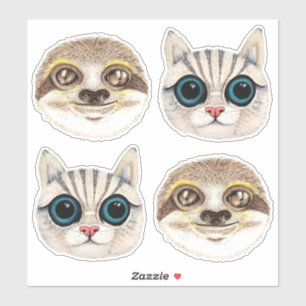 Illustraties van Waterverf met sleuf en kattengezi Sticker