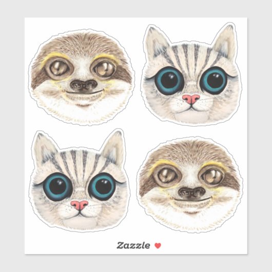 Illustraties van Waterverf met sleuf en kattengezi Sticker (Vel)