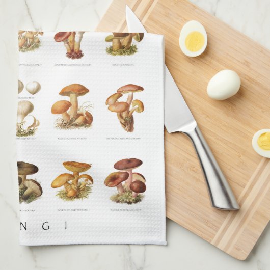 illustratieschema eetbare paddenstoelen theedoek (Quarter Fold)
