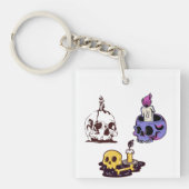 Illustratieset met schedels en kaarsen sleutelhanger (voorkant)