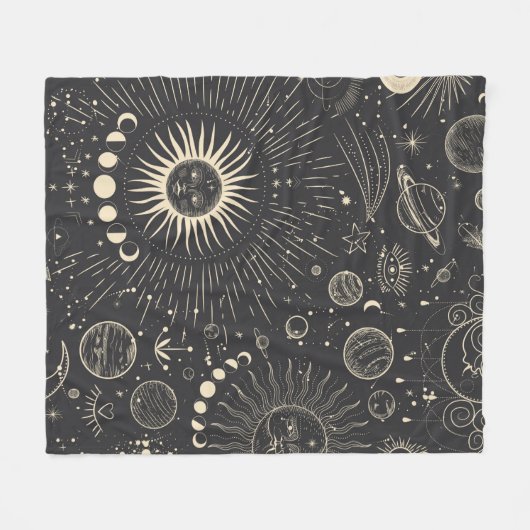  illustratieset van maanfasen. Verschil Fleece Deken (Voorkant (Horizontaal))