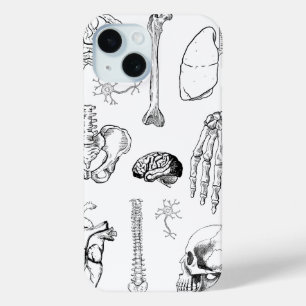 Illustratieset van menselijke anatomie in vintage  iPhone 15 case