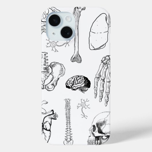 Illustratieset van menselijke anatomie in vintage  Case-Mate iPhone case (Achterkant)