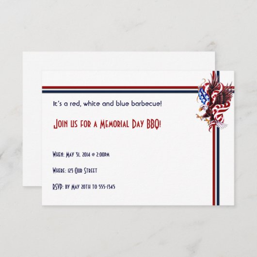 Illustratiestijl Eagle en American Flag Tatoo Kaart (Voorkant / Achterkant)