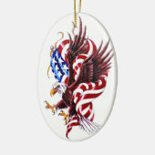 Illustratiestijl Eagle en American Flag Tatoo Keramisch Ornament (Links)