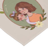 Illustratietabel voor moeder en kind bevestigen korte tafelloper (Hoek)