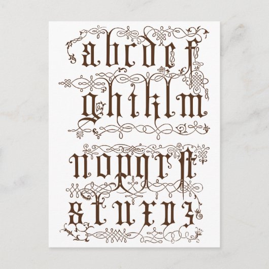 Illustratieve accessoires A-Z-alfabet Briefkaart (Voorkant)