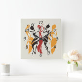 Illustratieve Afrikaanse danserachtergrond Vierkante Klok (Huis)