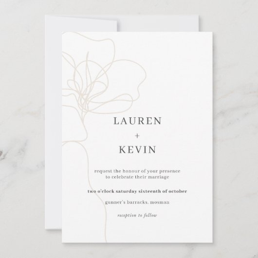 Illustratieve bloem, klassieke bruiloft kaart (Voorkant)