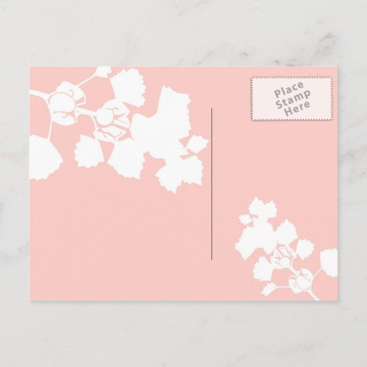 Illustratieve bloemen en vlinderridden aankondigingskaart (Achterkant)