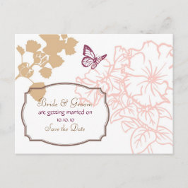 Illustratieve bloemen en vlinderridden aankondigingskaart