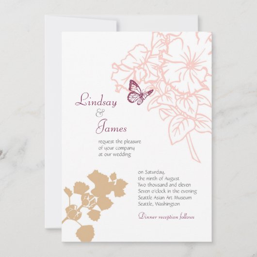 Illustratieve bloemen en vlinderridden kaart (Voorkant)