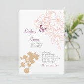 Illustratieve bloemen en vlinderridden kaart (Staand voorkant)