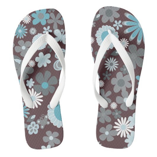 Illustratieve bloemen teenslippers (Voetbed)
