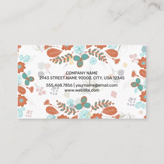 Illustratieve bloemen visitekaartje (Achterkant)