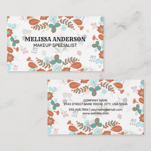 Illustratieve bloemen visitekaartje (Voorkant / Achterkant)