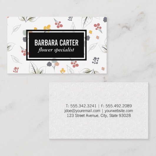 Illustratieve bloemen visitekaartje (Voorkant / Achterkant)