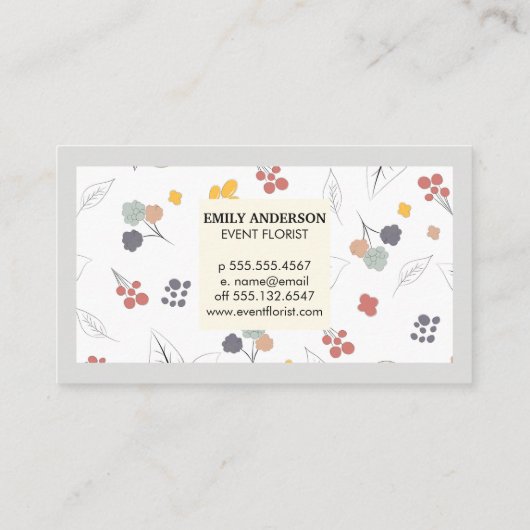 Illustratieve bloemen visitekaartje (Achterkant)