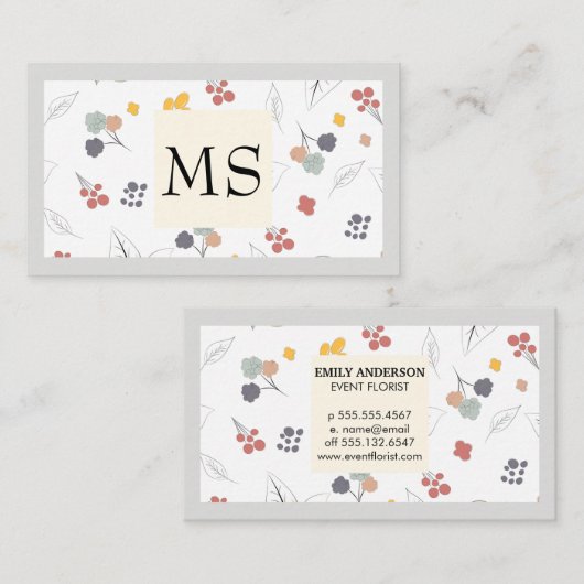 Illustratieve bloemen visitekaartje (Voorkant / Achterkant)