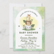 Illustratieve Cute Dieren Baby Shower Uitnodiging