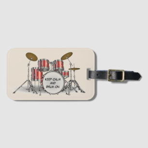 Illustratieve drumset bagagelabel