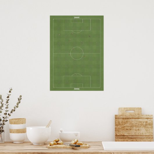 Illustratieve Football-pitch van bovenaf Poster (Keuken)