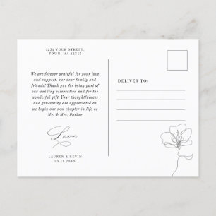 Illustratieve handgetekende bloem bedankt briefkaa uitnodiging briefkaart