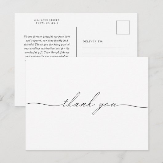 Illustratieve handgetekende bloem bedankt briefkaa uitnodiging briefkaart (Voorkant / Achterkant)