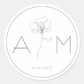 Illustratieve handgetrokken bloem ronde sticker (Voorkant)