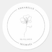 Illustratieve handgetrokken bloem ronde sticker (Voorkant)