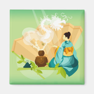 Illustratieve Japanse Tea-ceremonie, Dragon Magneet