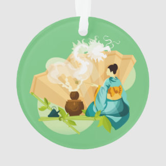 Illustratieve Japanse Tea-ceremonie, Dragon Ornament