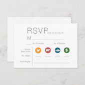 Illustratieve kaart met keuze uit maaltijden, RSVP (Voorkant / Achterkant)