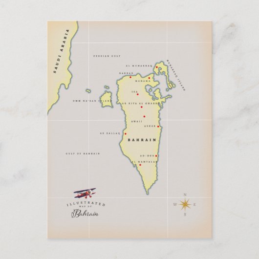 Illustratieve kaart van Bahrein (Voorkant)