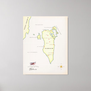 Illustratieve kaart van Bahrein Canvas Afdruk